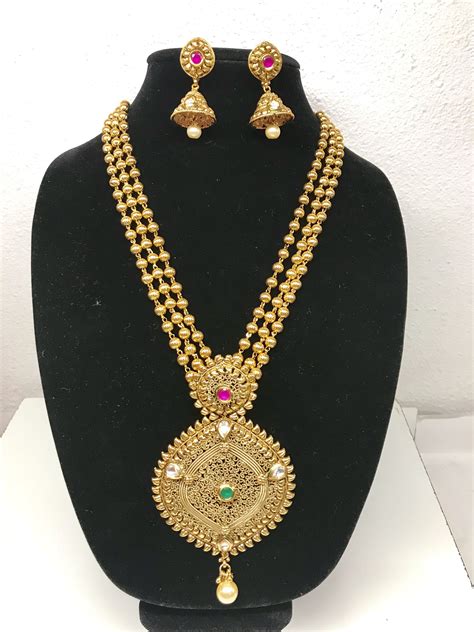 Gold Plated Long Necklace Set Selinas Jewelry Necklace Set Long
