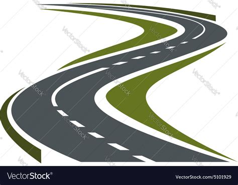Winding Paved Road Or Highway Icon Royalty Free Vector Image