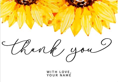 Sunflower Wedding Thank You Card Diy Createpartylabels