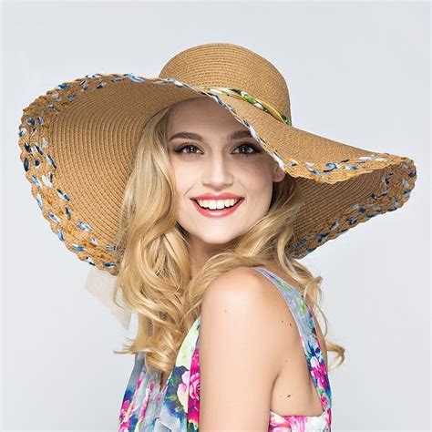 Hot Sale Summer Floppy Straw Hats Casual Vacation Travel Wide Brimmed Sun Hats Foldable Raffia