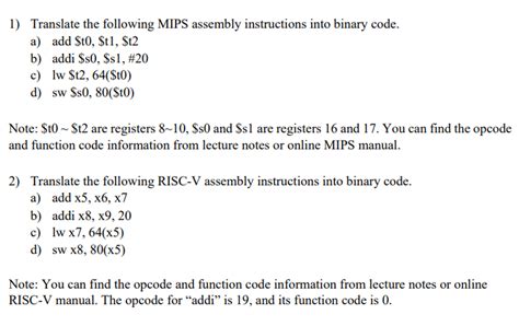 Solved 1 Translate The Following MIPS Assembly Instructions Chegg Com