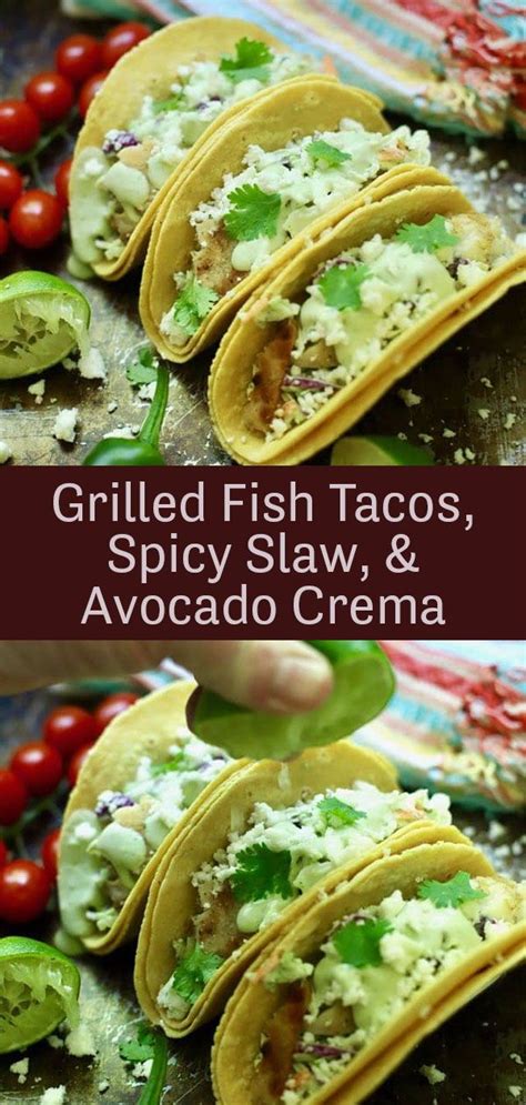 Check spelling or type a new query. Grilled Fish Tacos, Spicy Slaw and Avocado Cream ...
