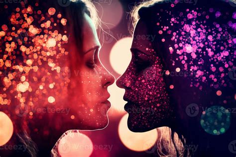 two women are kissing beautiful light bokeh effect valentine s day love lgbt lesbians