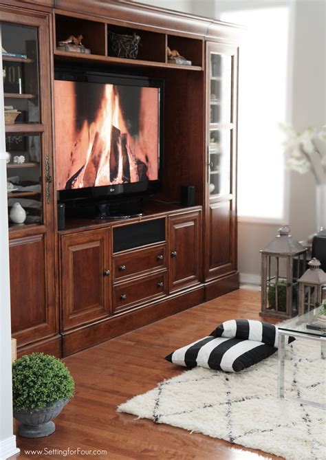 Diy industrial home entertainment center Spring Home Tour - Setting for Four
