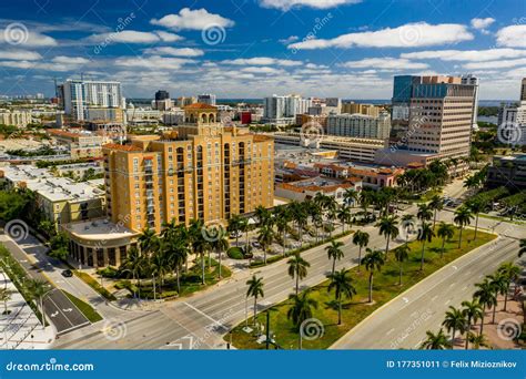 Aerial Image Downtown West Palm Beach Florida City Scene Editorial