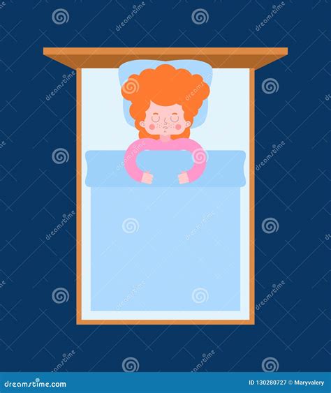 Little Girl Sleeping In Bed Baby Sleep Stock Vector Illustration Of