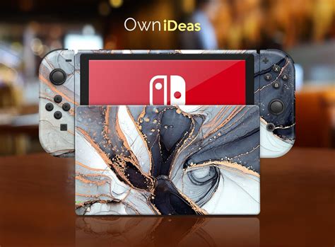 Custom Nintendo Switch Skins Black Marble Texture Design Personalized