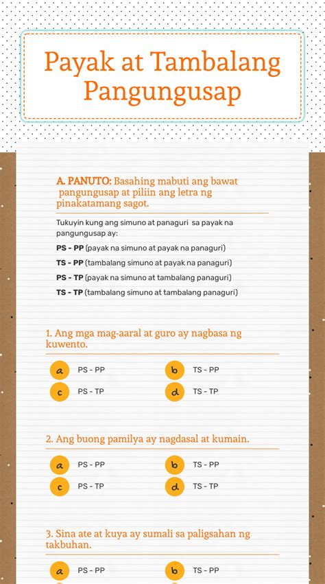 Payak At Tambalang Pangungusap Interactive Worksheet By Zerinajoy