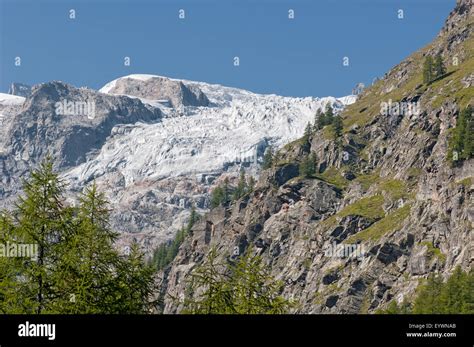 Glacier In Gran Paradiso National Park Mountains Aosta Valley Graian Alps Italy Stock Photo