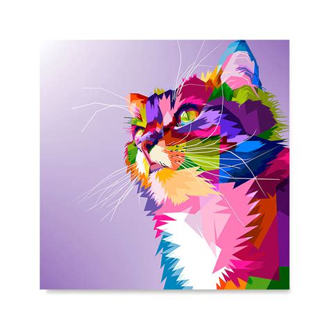 Cute Cat Cubism Pop Art Design Colorful Animals Ezposterprints