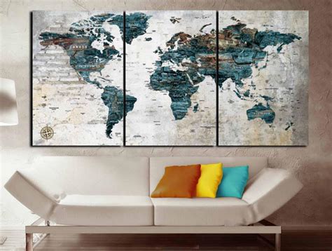 Large Wall Art Map Of World Map Of World