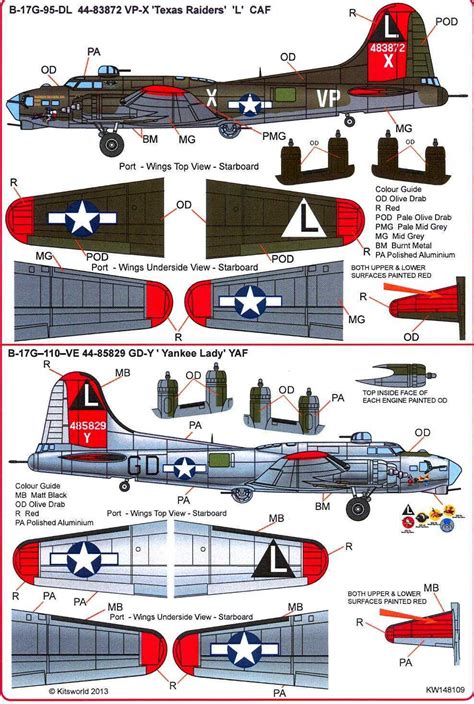 Kits World Decals 148 Boeing B 17g Flying Fortress Texas Raiders