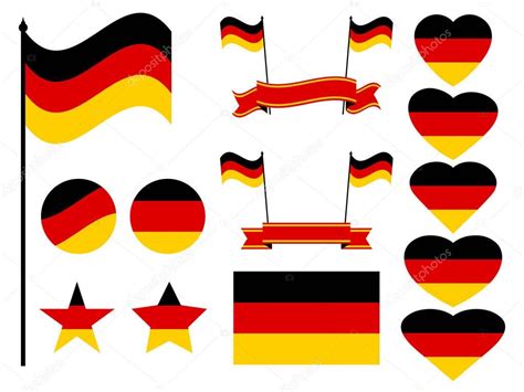 Bandera De Alemania Colección De Símbolos Bandera En El Corazón Ilustración Vectorial 2023