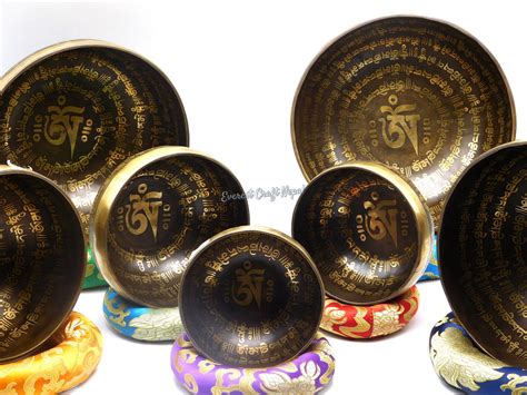 Seven Set Om Mantra Singing Bowls Buddhist Mantra Bowl Comes With
