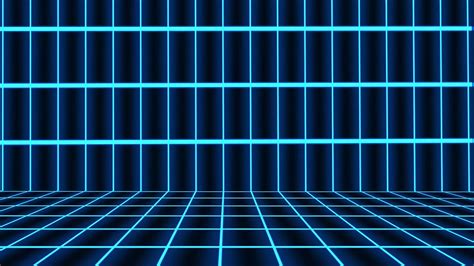 🟦🎶 Neon Blue Grid Retrowave 80s Animated Vj Loop Video Background For