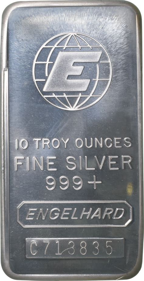 Rare Silver 10 Troy Oz Engelhard Silver Bar 999 Fine Silver