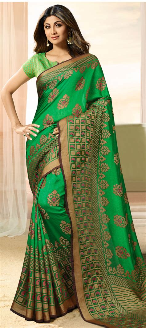 Bollywood Green Color Raw Silk Silk Fabric Saree 1575400