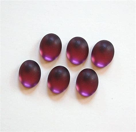 Vintage Matte Amethyst Glass Cabochons 10x8mm By Yummytreasures 279