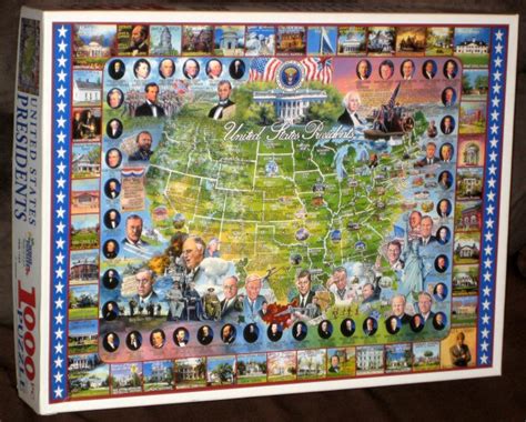 United States Presidents 1000 Piece Jigsaw Puzzle Map Usa White