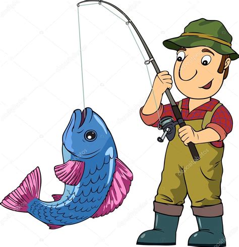 Fisherman Catching Big Fish — Stock Vector © Kirill13 97418372