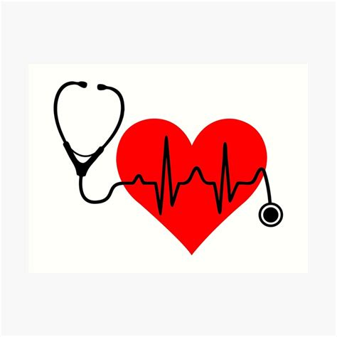Stethoscope Heartbeat Heart Art Print By Heeheetees