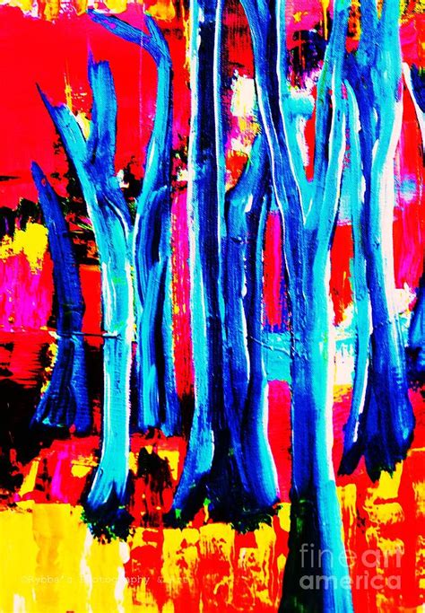 Blue Trees In Red Forest Painting By Ruth Yvonne Ash Fine Art America