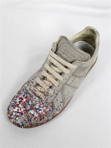 Maison Martin Margiela Replica Beige Sneakers With Paint Splatters 40