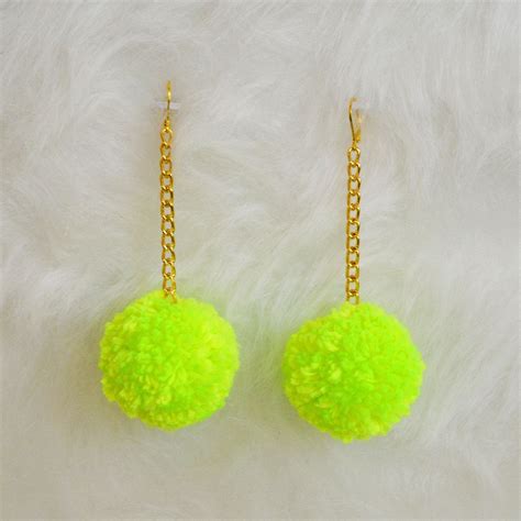 Handmade Mini Pom Pom Earrings With Gold Chain Choose Your Etsy In