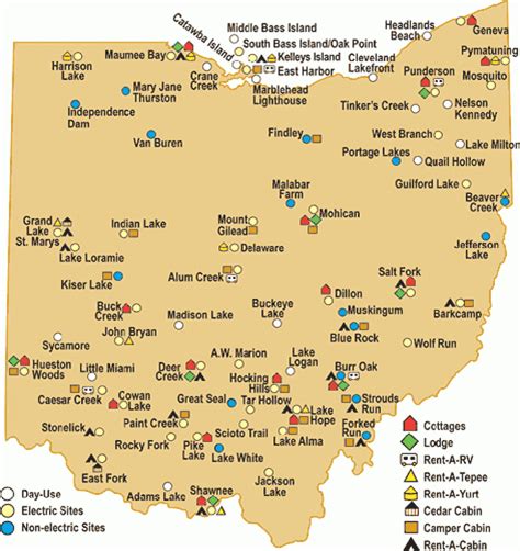 Ohio State Parks Camping Map Printable Map Maps Of Ohio