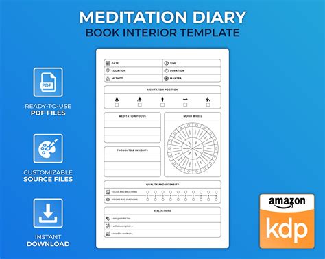 Kdp Interior Template Meditation Diary Low Content Design Etsy