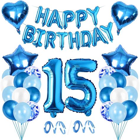 Verjaardagsdecoratie Jongens Blauw Cijfer 15 Verjaardagsdecoratie 15