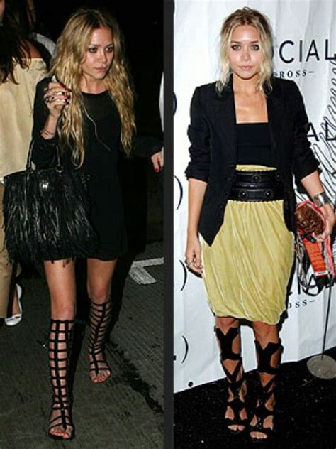 Ashley Olsen Seen Multiple Times In Two Different Gladiator Boots Twins