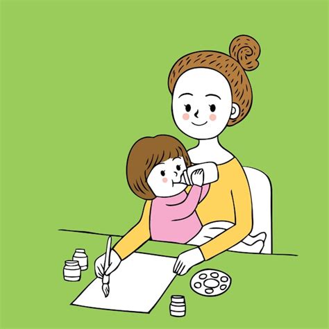 Cartoon Cut Busy Day Vector De Madre E Hija Vector Premium