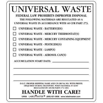 Universal Waste Labels Northeast Resource Recovery Association