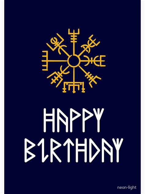Happy Birthday Viking Runes Poster For Sale By Neon Light Redbubble