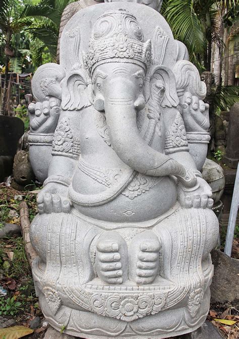 Sold Stunning Hand Carved Stone Garden Ganesha Statue Holding Broken