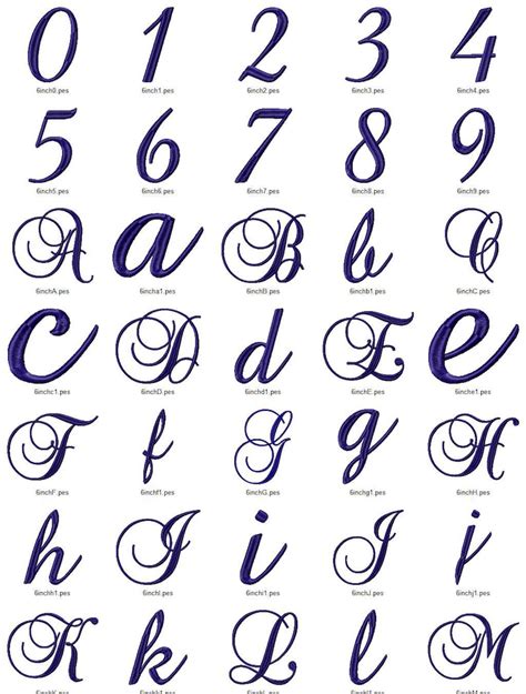 Large Brock Script Machine Embroidery Font Monogram Alphabet Etsy