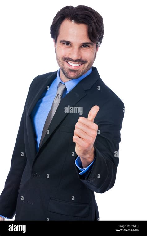 Enthusiastic Handsome Businessman Giving A Thumbs Up Gesture Of