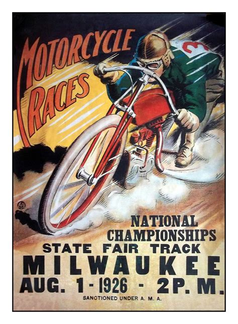 Vintage Motorcycle Race Poster 1926 Motorcycle Artwork Motorcycle