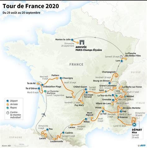 Actualités tour de france : Parcours du Tour de France 2020 : la carte des étapes dévoilée