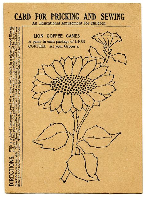 Embroidery Pattern - Sunflower Line Art - The Graphics Fairy