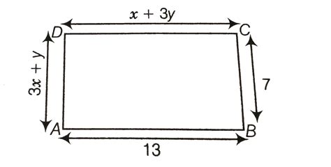 find the values of x and y in the following rectangle