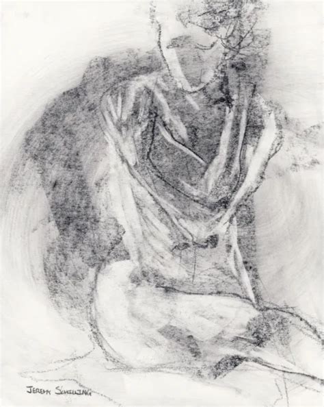 Female Nude Figure Original Drawing Graphite Pencil Naked Woman Artwork