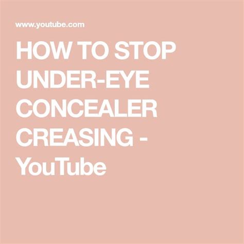 How To Stop Under Eye Concealer Creasing Youtube Under Eye