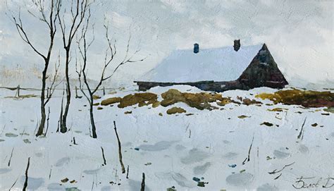 Winter Landscape Painting January Snow By Artist Belov