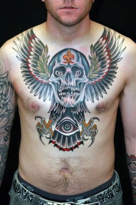 50 Skull Chest Tattoo Designs For Men Haunting Ink Ideas Chest Piece Tattoos Chest Tattoo