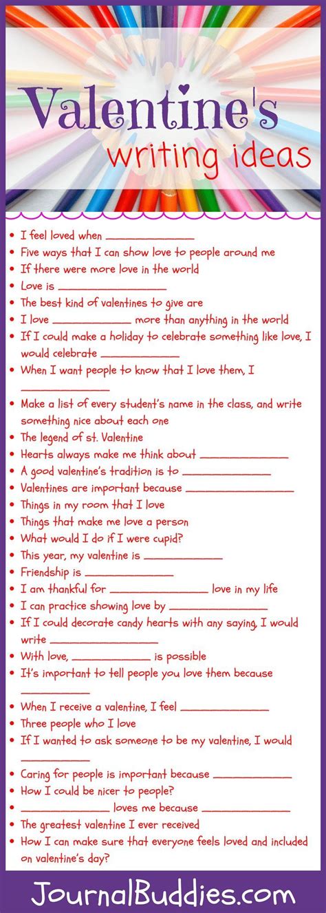 Valentines Day Writing Ideas For Students Valentines Writing