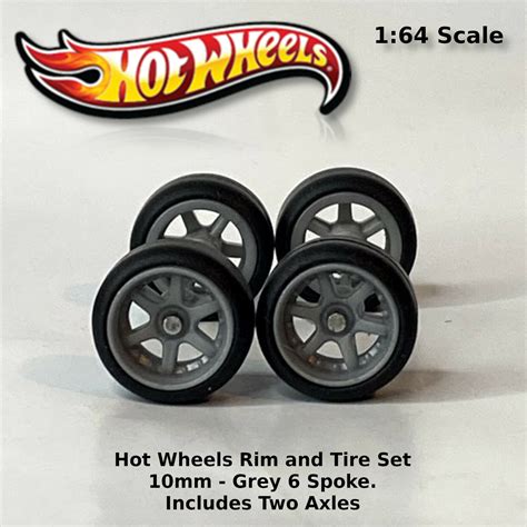 Hot Wheels Grey 6 Spoke Real Riders Jdm Classic Wheels And Tires Set For 1 64 Ebay
