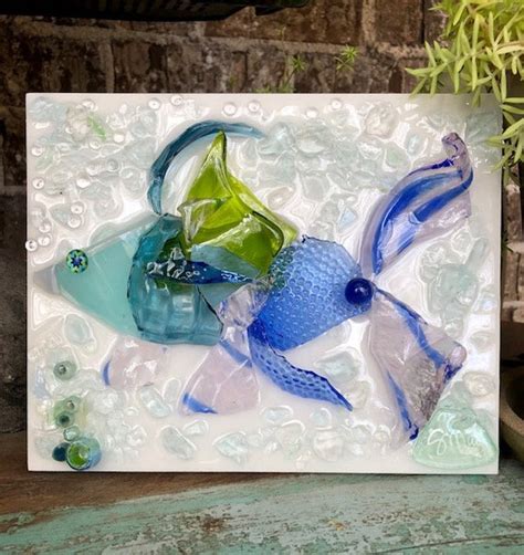 Crushed Glass Art Resin Art Recycled Glass Art Abstract Etsy