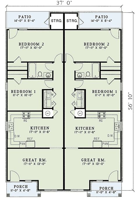Contemporary Duplex Plan 59370nd Architectural Designs House Plans